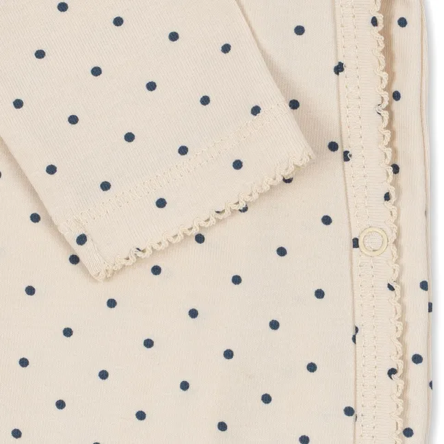 Combinaison Croisée Basic Pois Coton Bio | Ecru