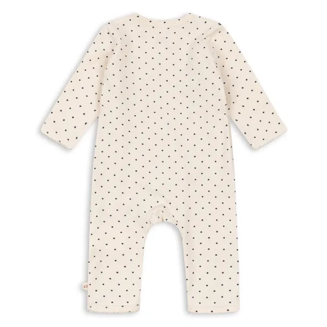 Combinaison Croisée Basic Pois Coton Bio | Ecru