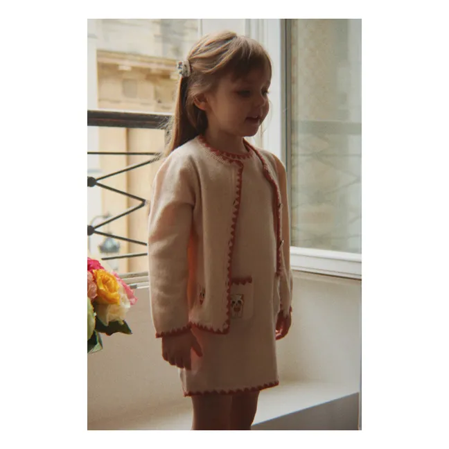 Gilet Collette Chats Laine | Rose pâle