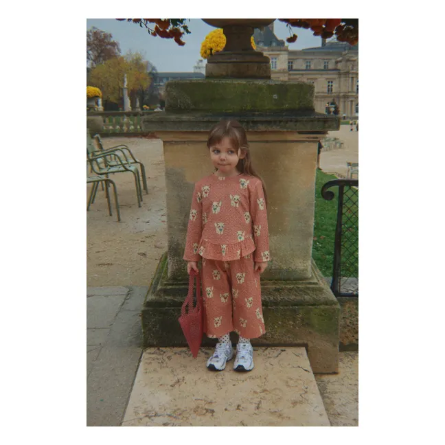 Pantalon Elin Chats Seersucker Coton Bio | Rose