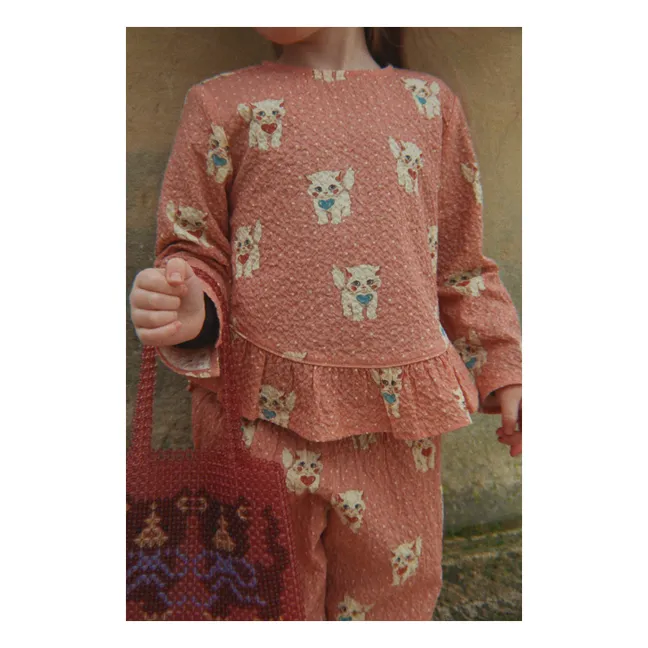 Pantalon Elin Chats Seersucker Coton Bio | Rose