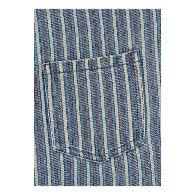 Salopette Magot Rayée Denim Coton Bio | Bleu