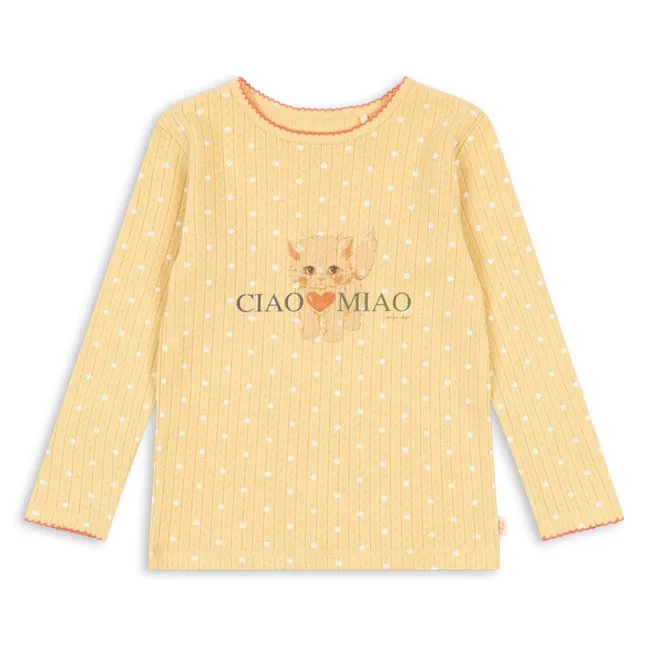 T-shirt Pointelle Minnie Pois Coton Bio | Jaune