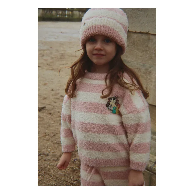 Pull Duveteux Softy Rayé | Rose