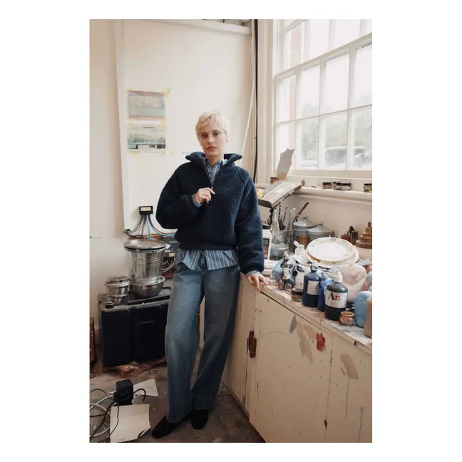 Sweat Zippé Ecaramel | Bleu marine