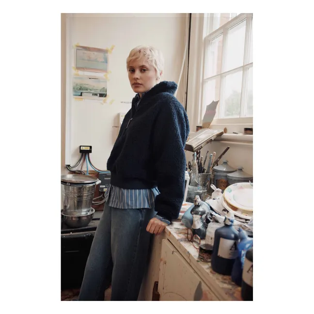 Sweat Zippé Ecaramel | Bleu marine
