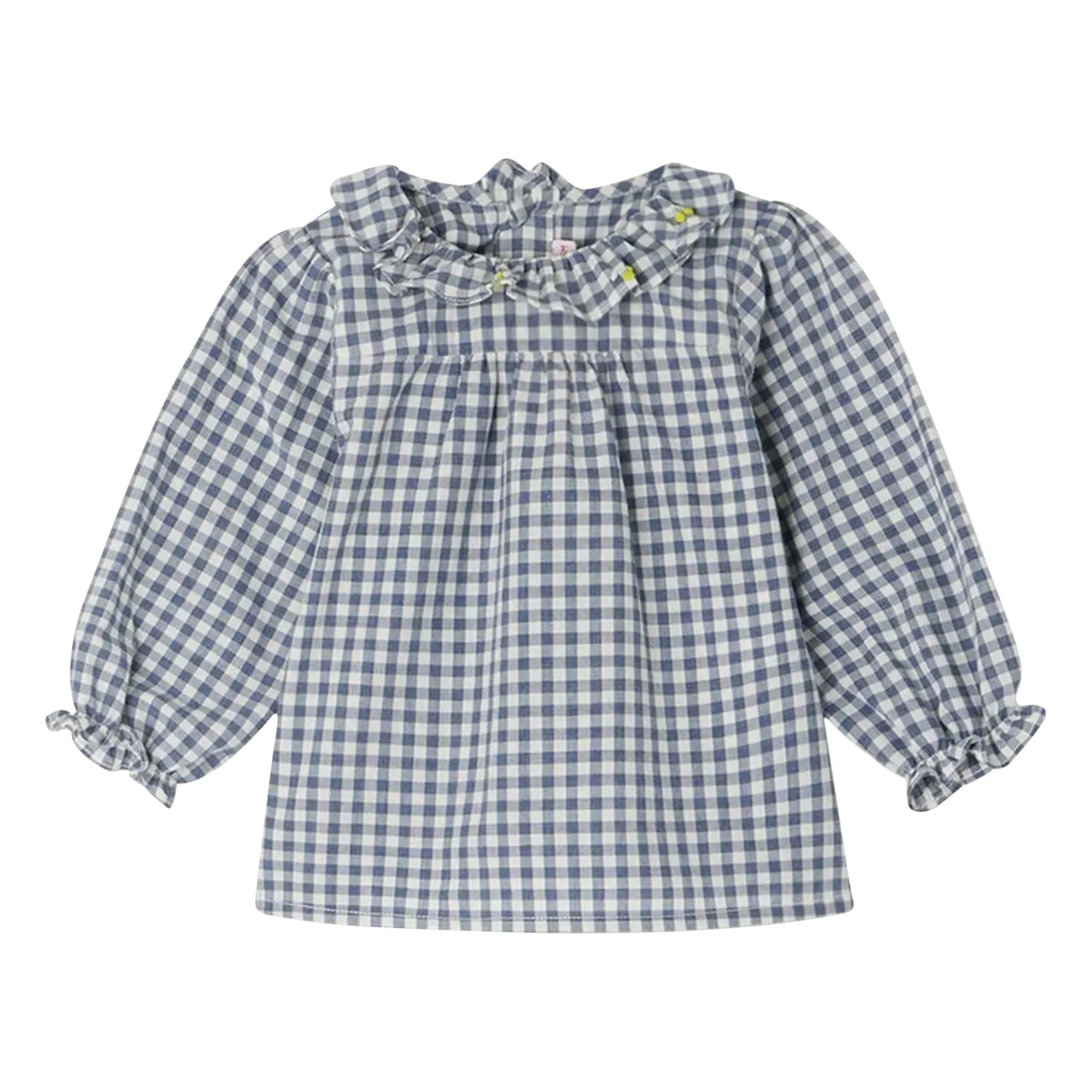 Bonpoint Grey Dojoba Gingham Check Blouse