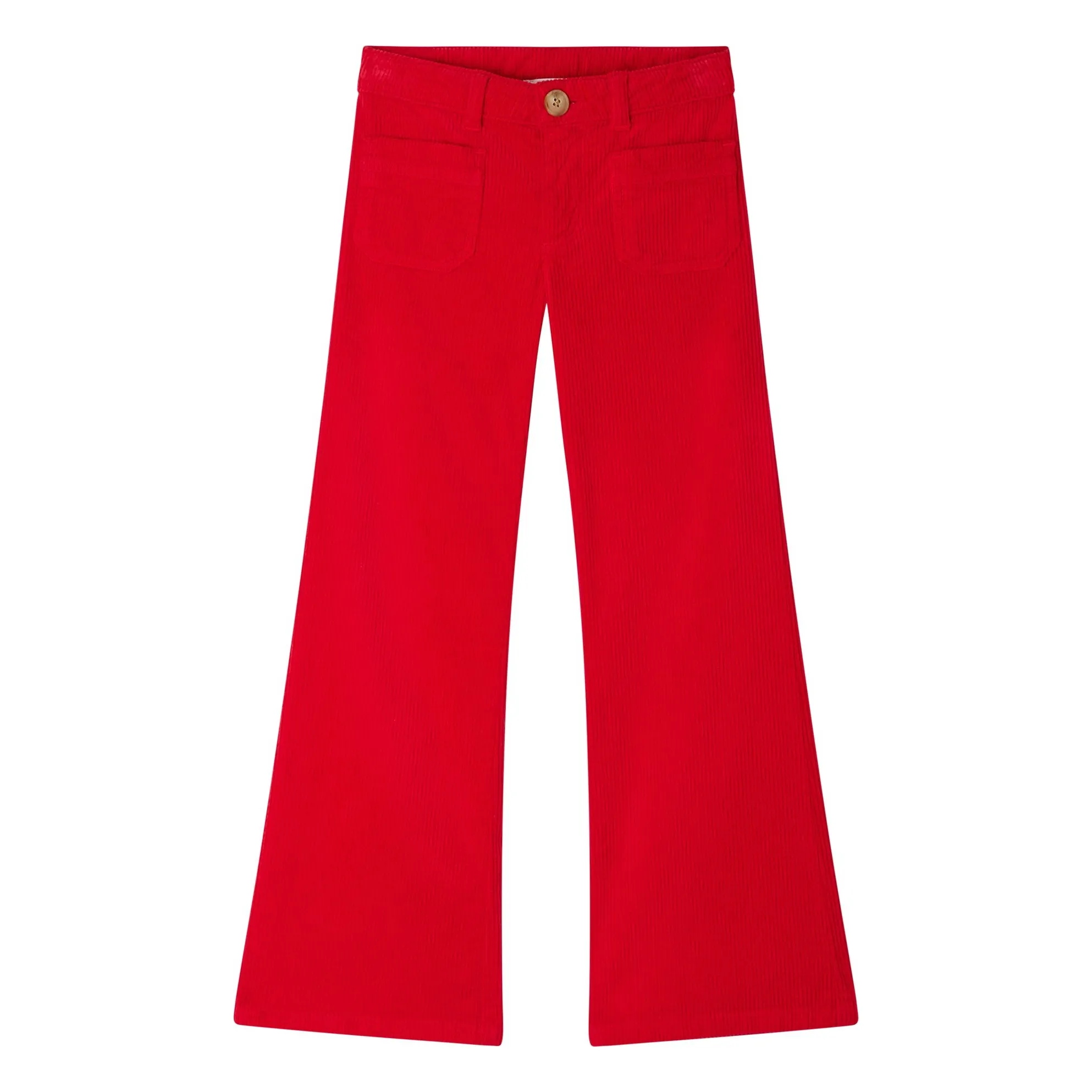 Bonpoint Girls Red Junon Pants In White Corduroy