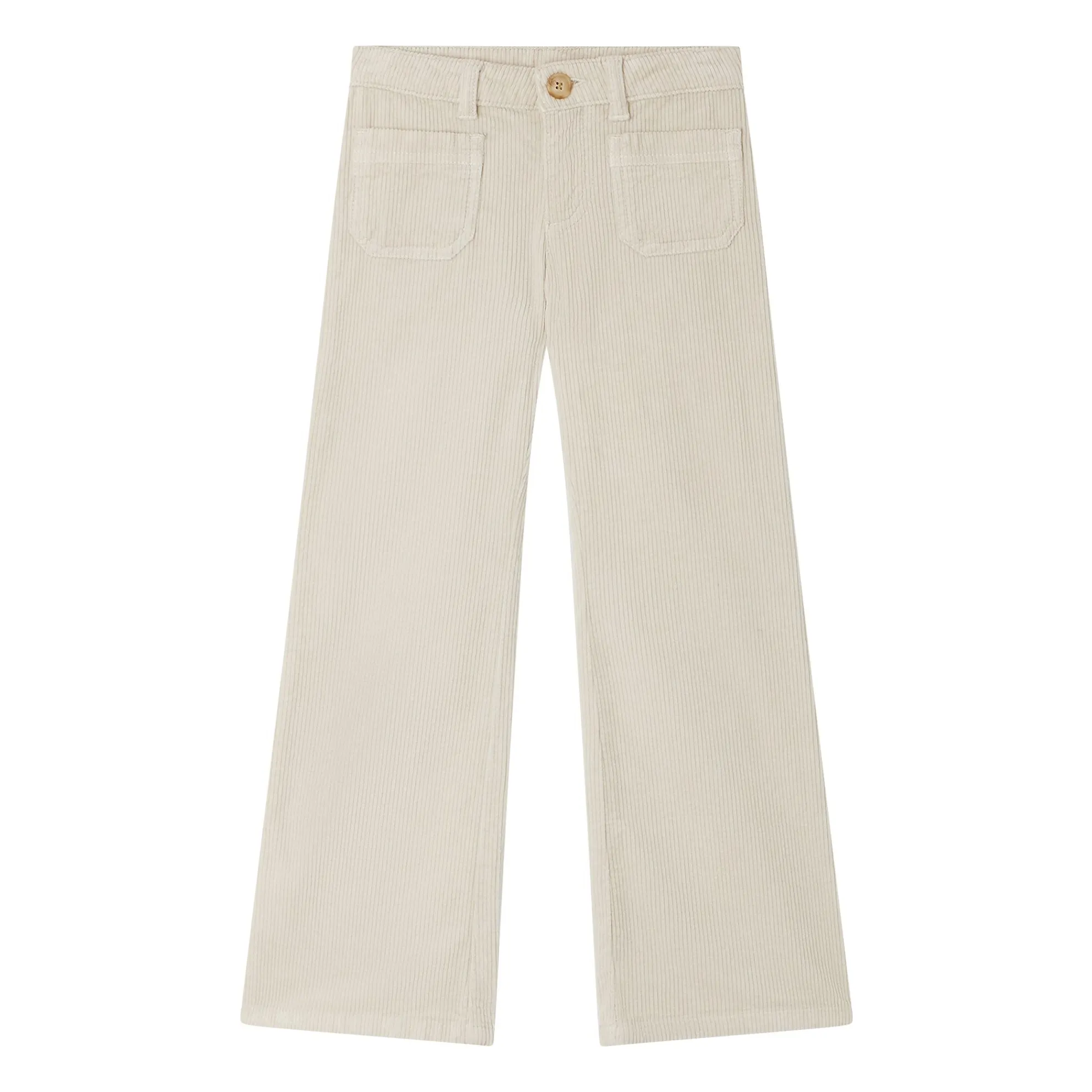 Bonpoint Girls Ecru Junon Pants In White Corduroy