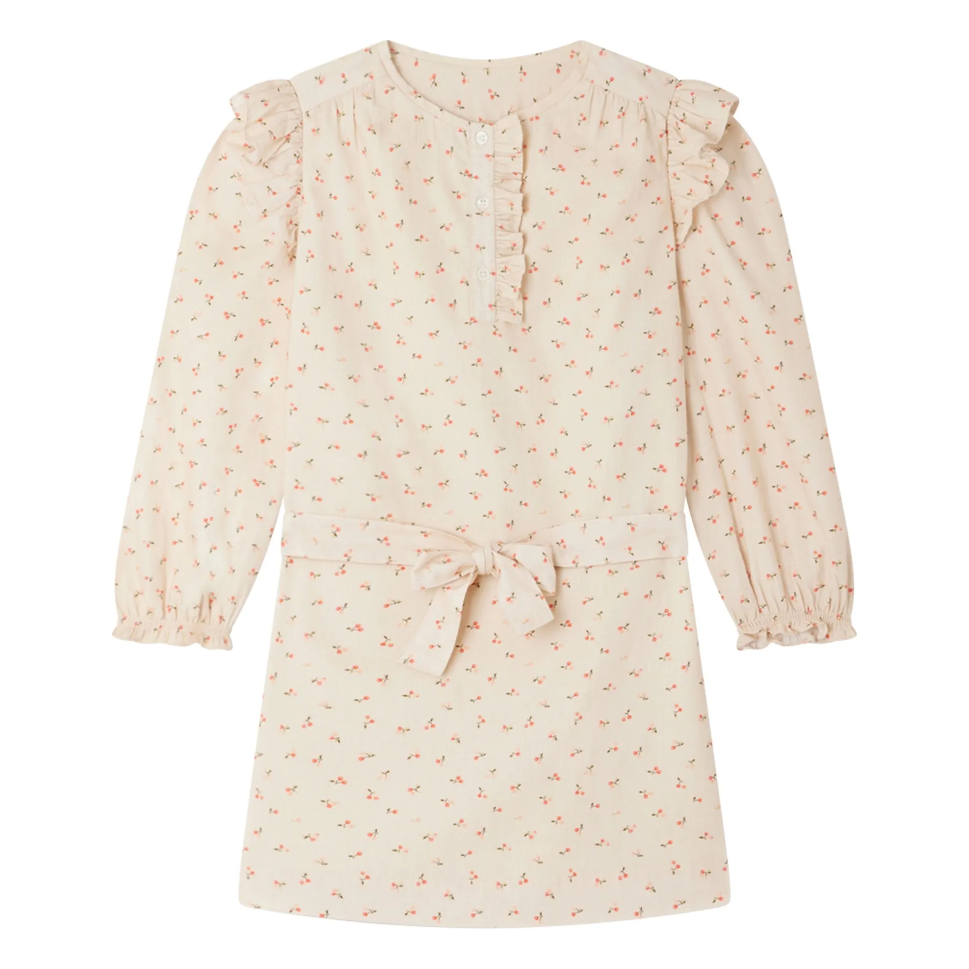 Bonpoint Girls Beige Tosca Cherry Print Dress