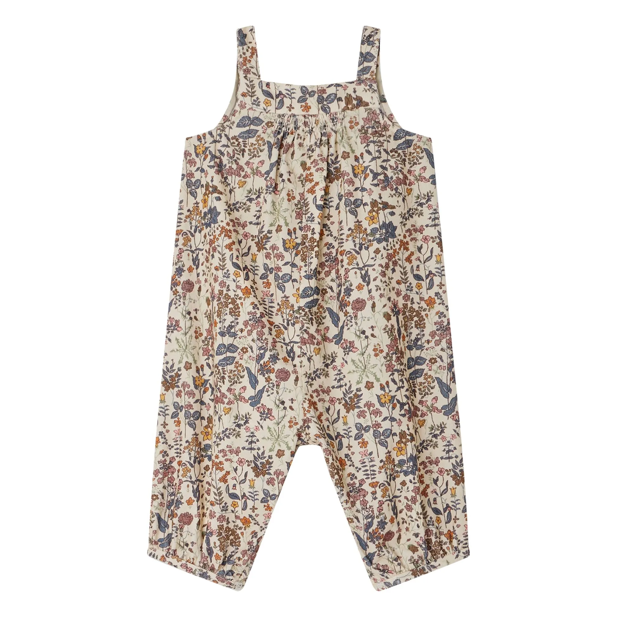 Bonpoint Beige Nucci Overalls In Velvet Liberty Fabric
