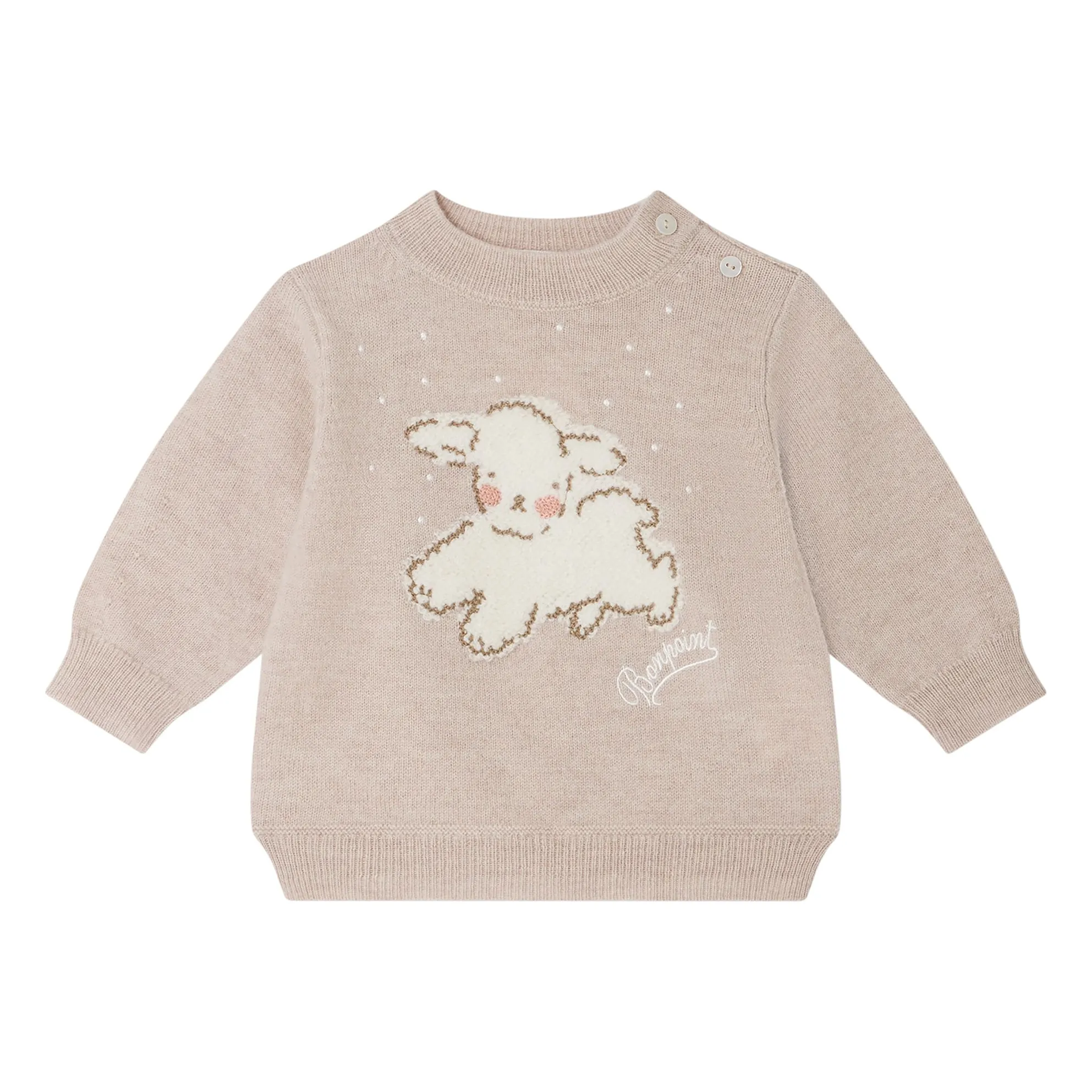 Bonpoint Beige Almire Mottled Wool Sweater