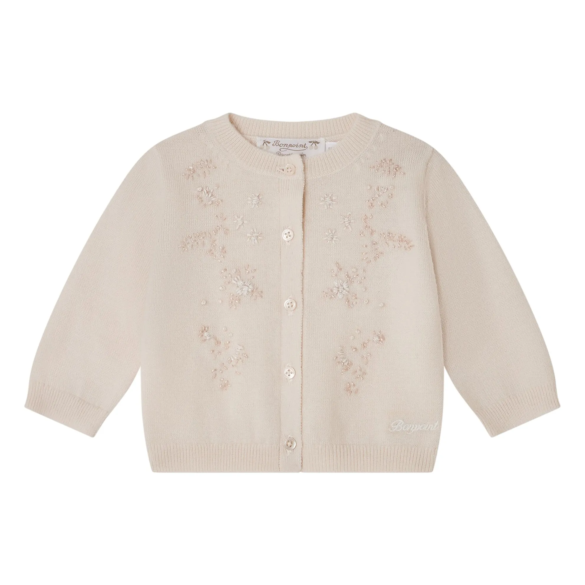 Bonpoint Ecru Claudie Wool Cardigan