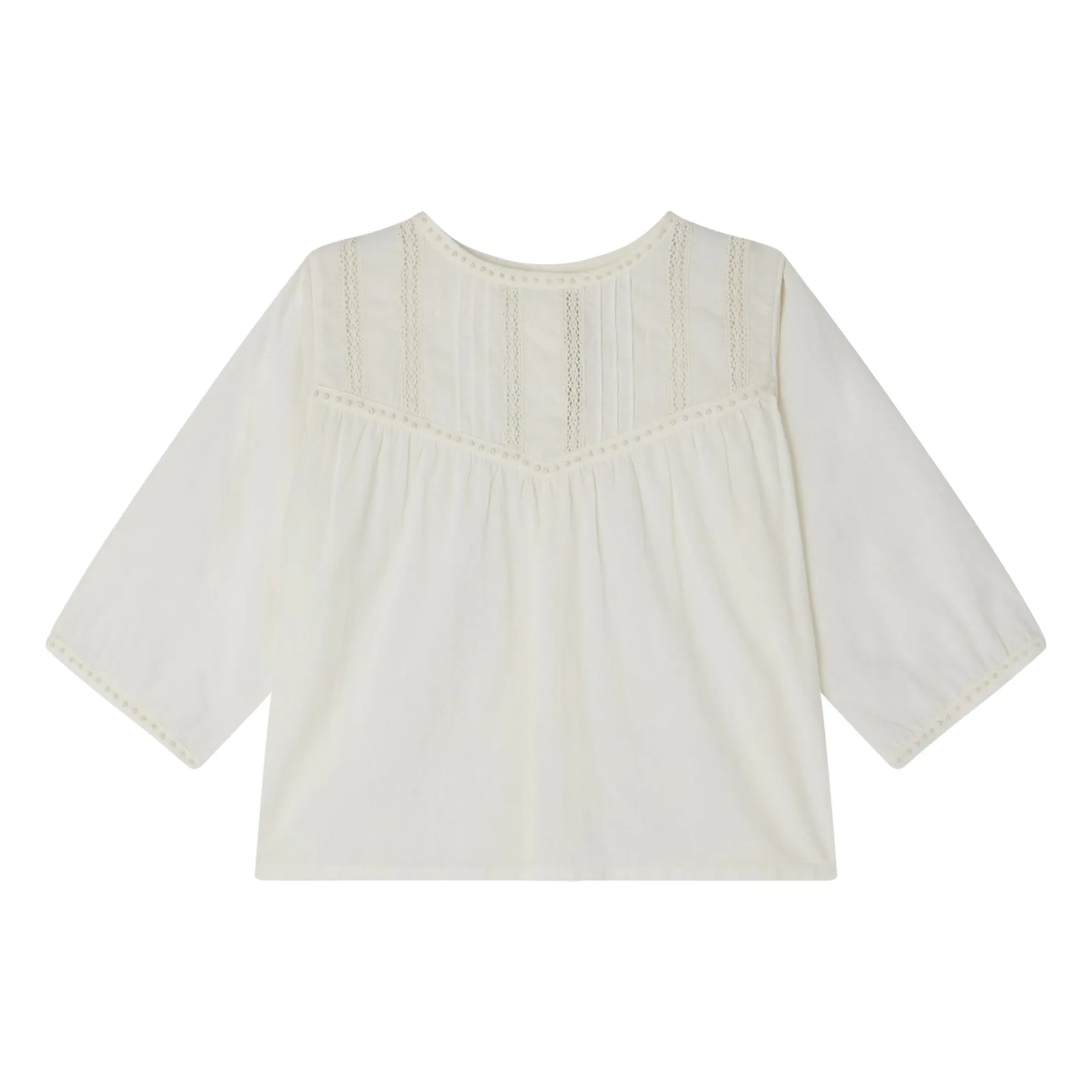 Bonpoint Ecru Chloé Embroidered Blouse With Lace