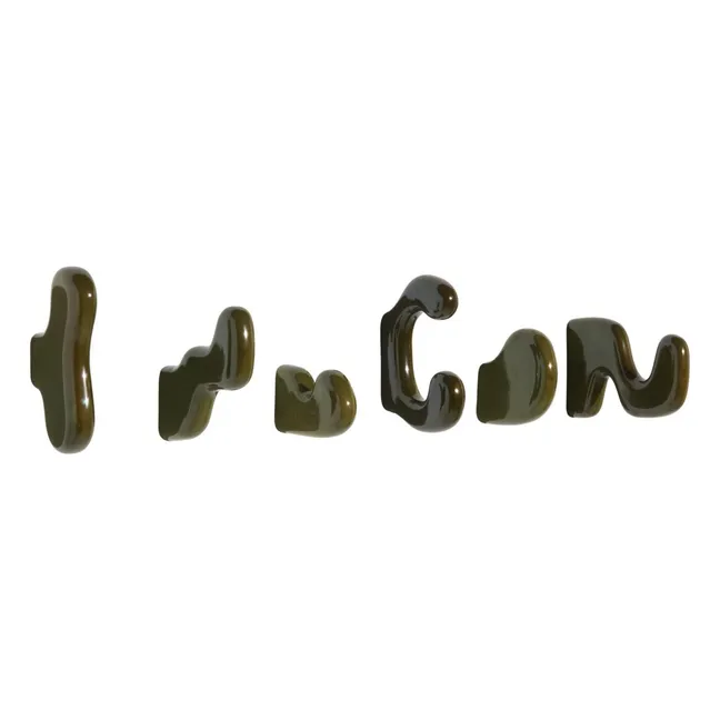 Klump ceramic coat hooks - Set of 6  | Green