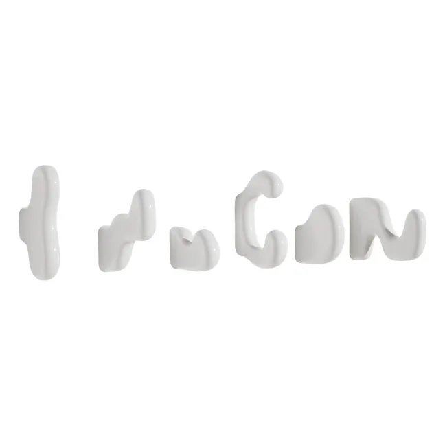 Klump ceramic coat hooks - Set of 6  | White