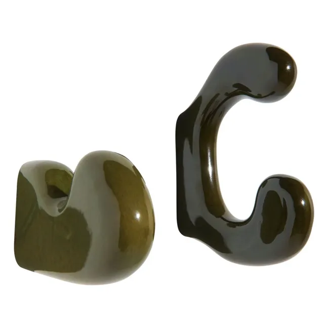 Klump ceramic coat hooks - Set of 2 | Green