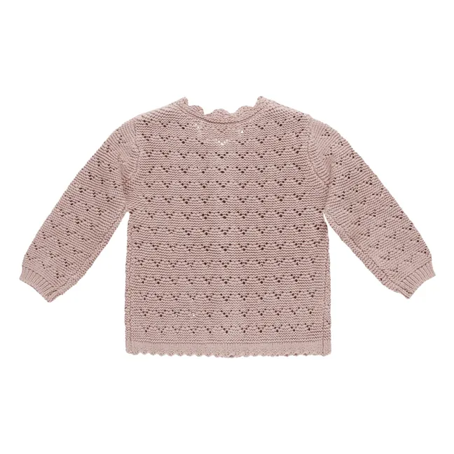 Pointelle cardigan | Mauve