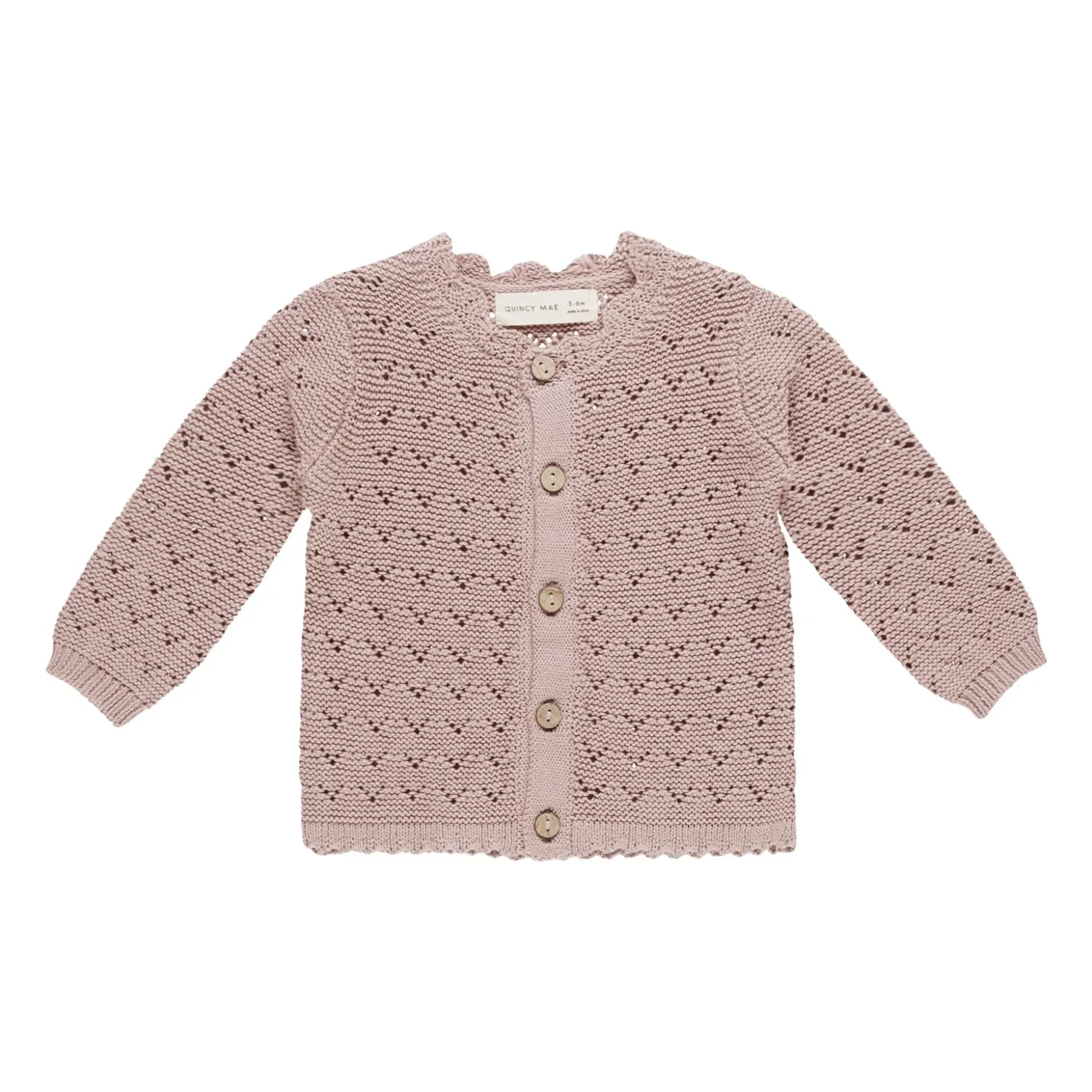 Quincy Mae Mauve Pointelle Cardigan