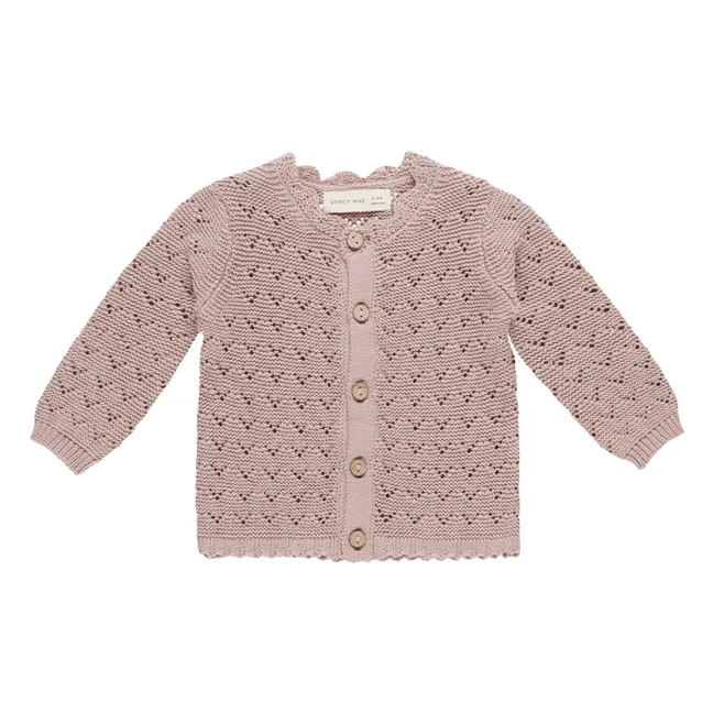 Pointelle cardigan | Mauve