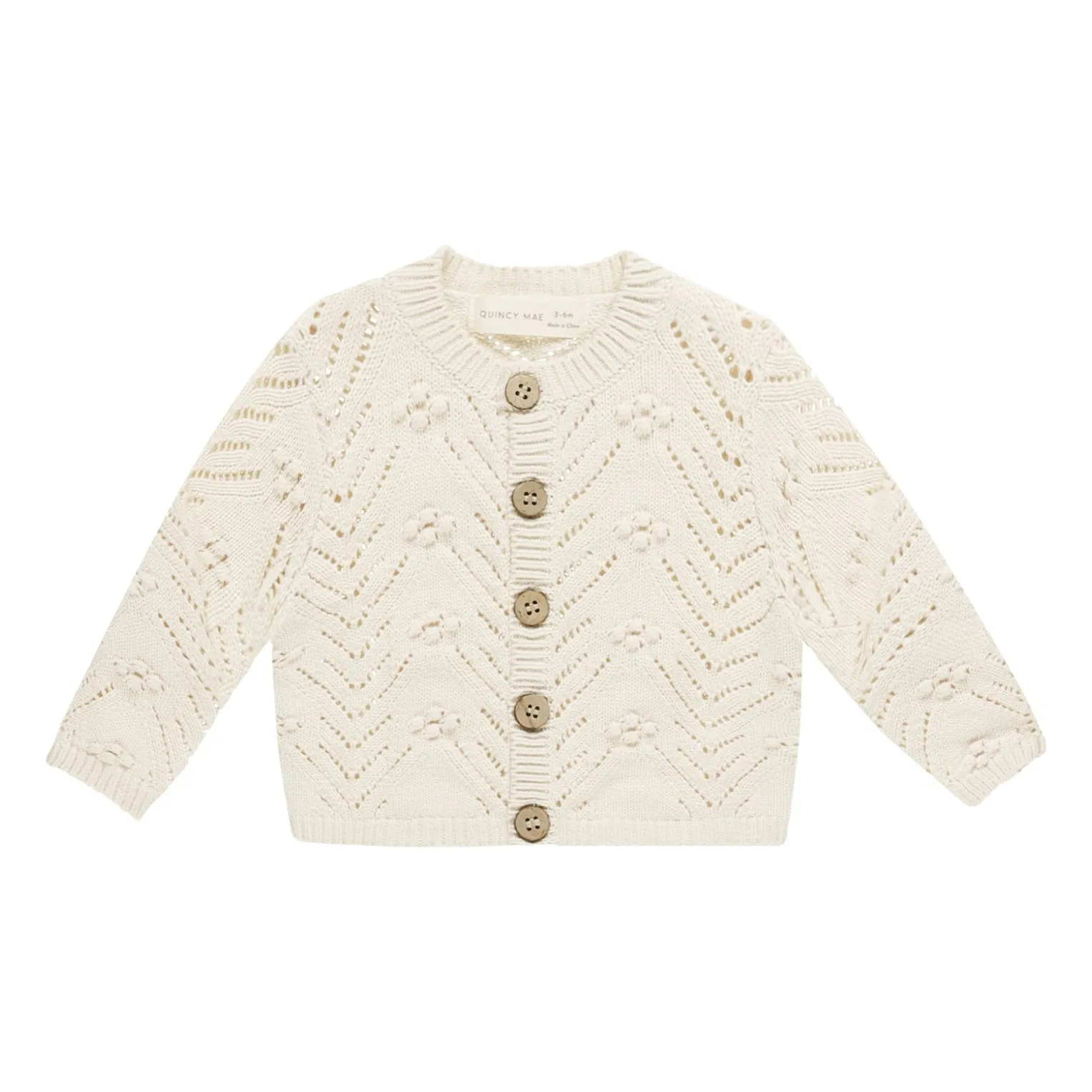 Quincy Mae Ecru Openwork Cardigan