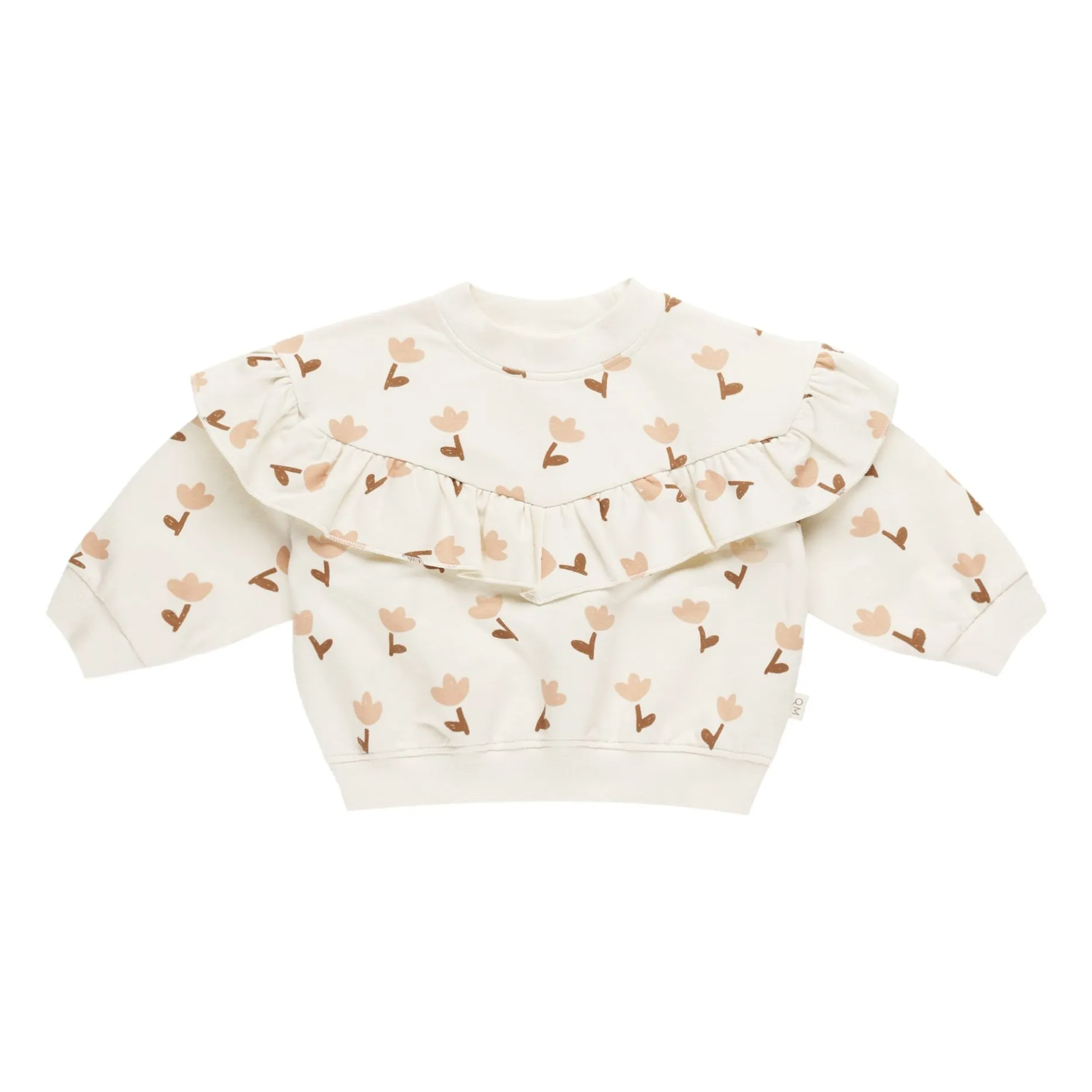 Quincy Mae Ivory Ruffled Tulip Sweat Top