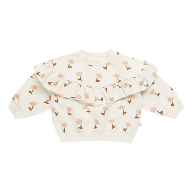 Ruffled Tulip Sweat Top | Ivory