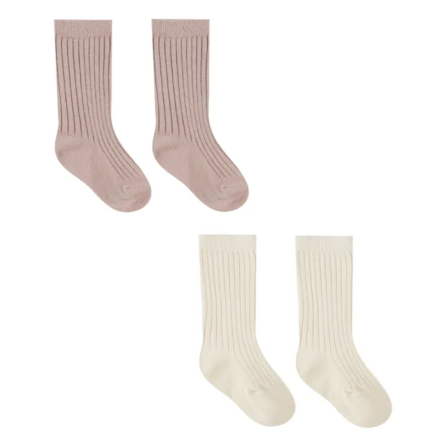 Set of 2 Ribbed Socks | Mauve