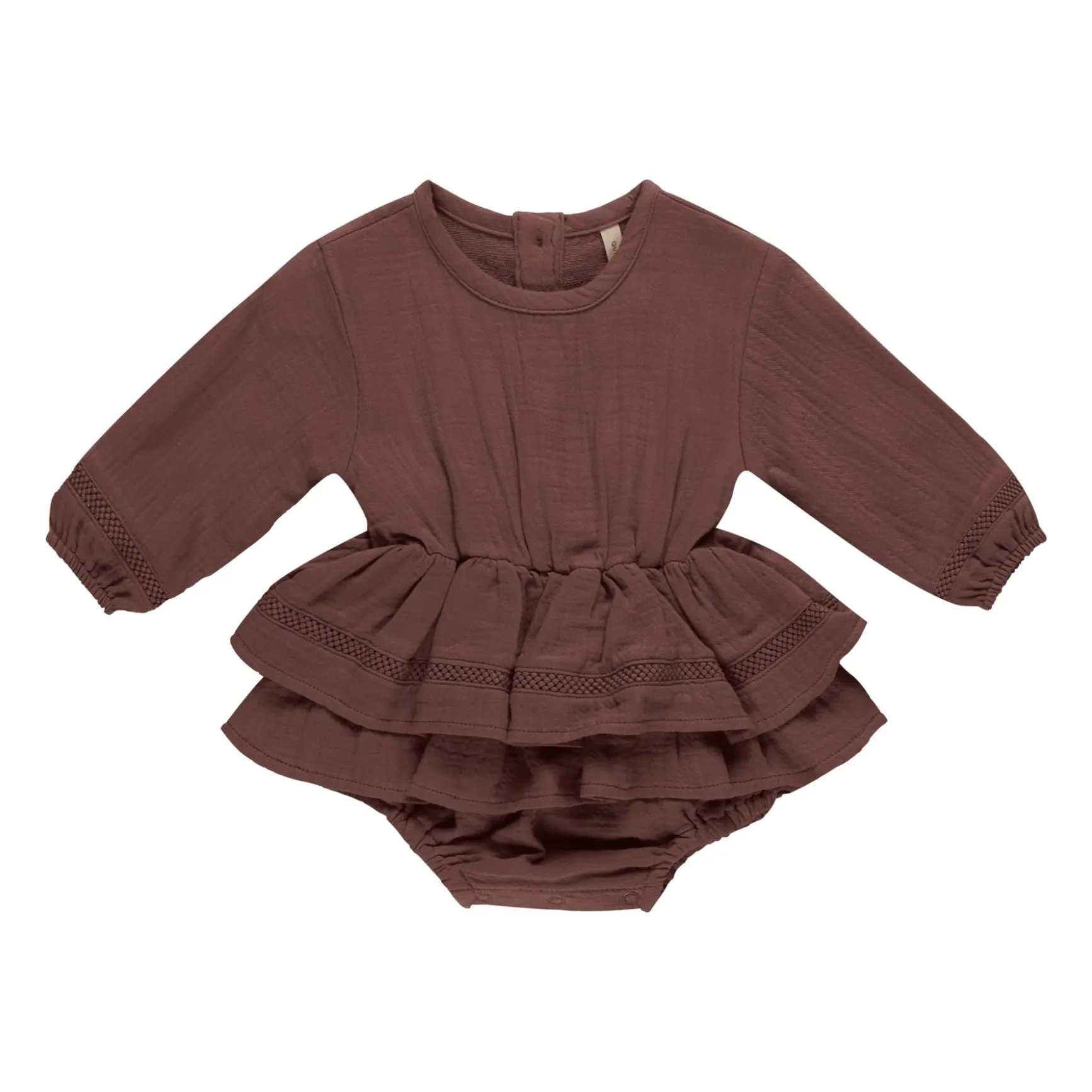 Quincy Mae Plum Cotton Gauze Ruffled Romper