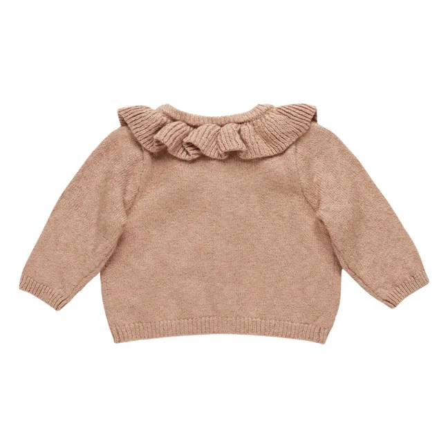 Cárdigan con cuello de volantes | Rosa