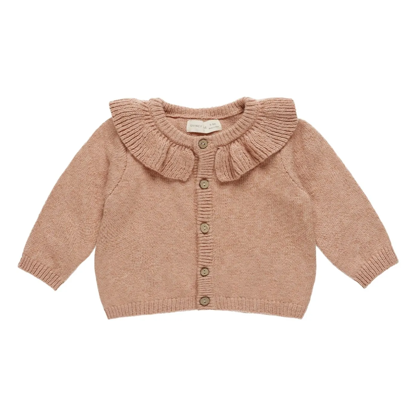 Quincy Mae Pink Ruffled Collar Cardigan
