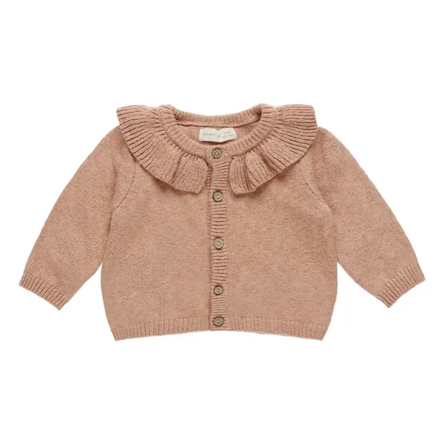 Ruffled collar cardigan | Pink