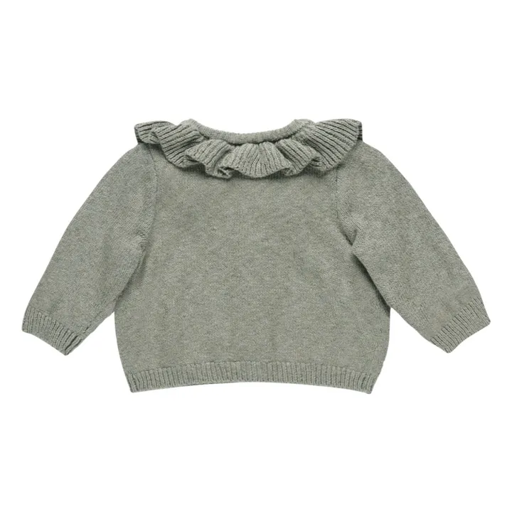 Strickjacke mit Rüschenkragen | Grün- Produktbild Nr. 1