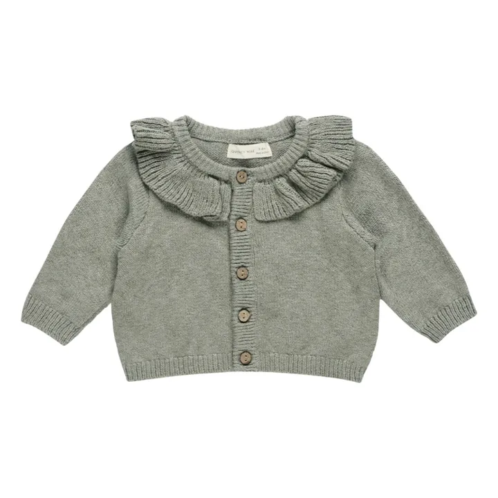 Strickjacke mit Rüschenkragen | Grün- Produktbild Nr. 0