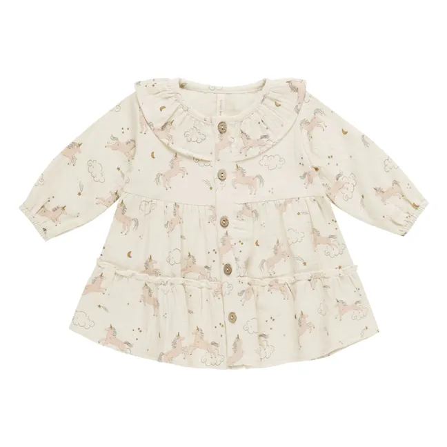 Vestido floral con volantes | Beige rosado