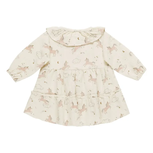 Vestido floral con volantes | Beige rosado