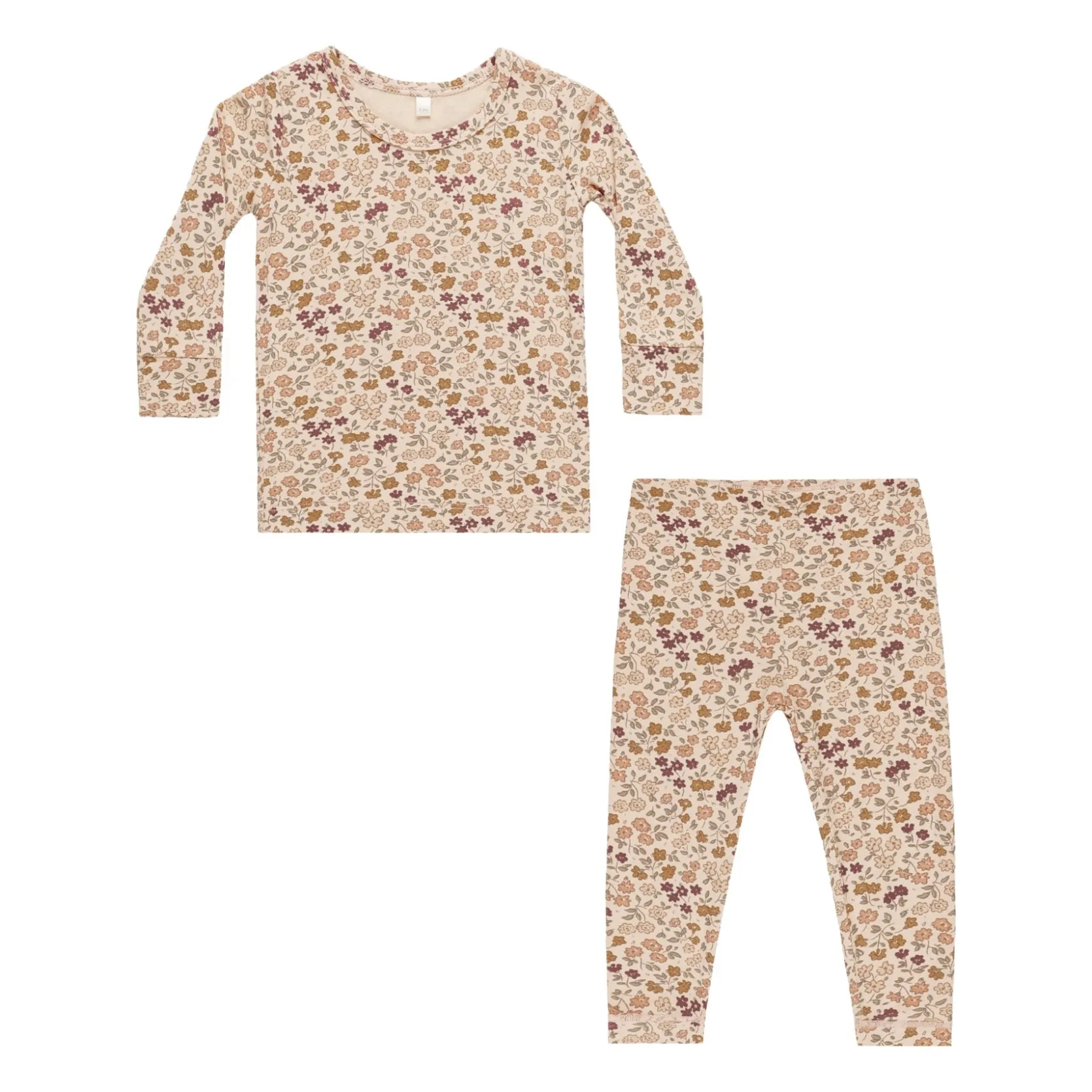 Quincy Mae Beige Pink Flowery Pyjamas