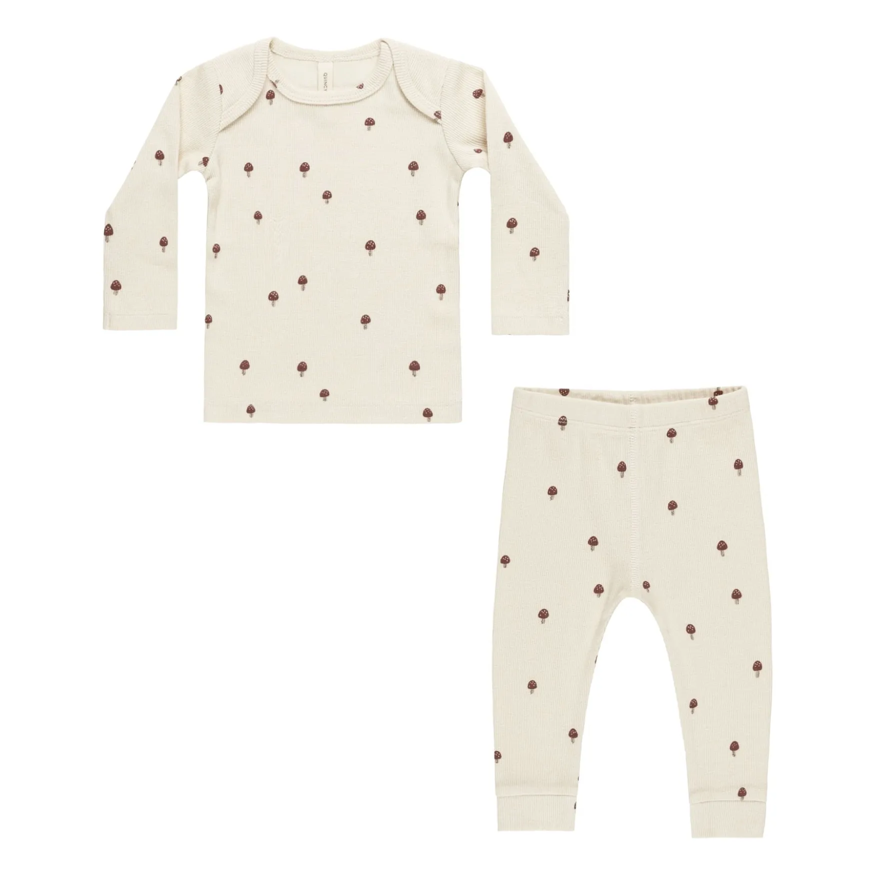 Quincy Mae Ecru Legging And Ribbed Mushroom T-Shirt