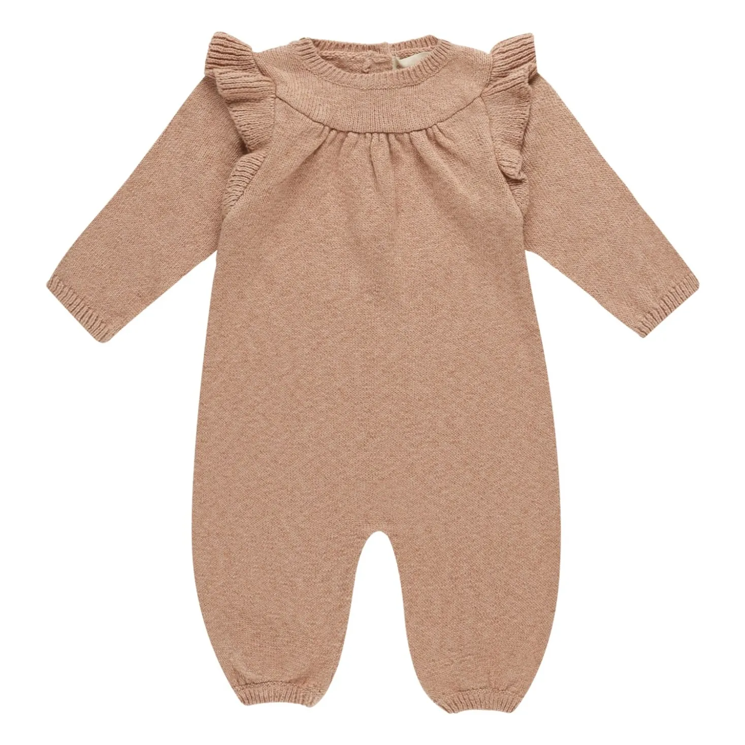 Quincy Mae Pink Mira Ruffled Knit Jumpsuit