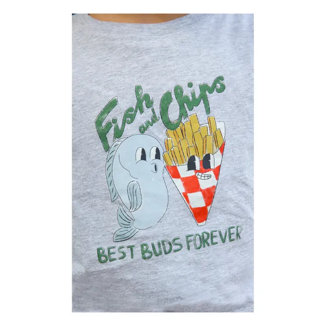 T-shirt Taxo Fish & Chips | Gris chiné