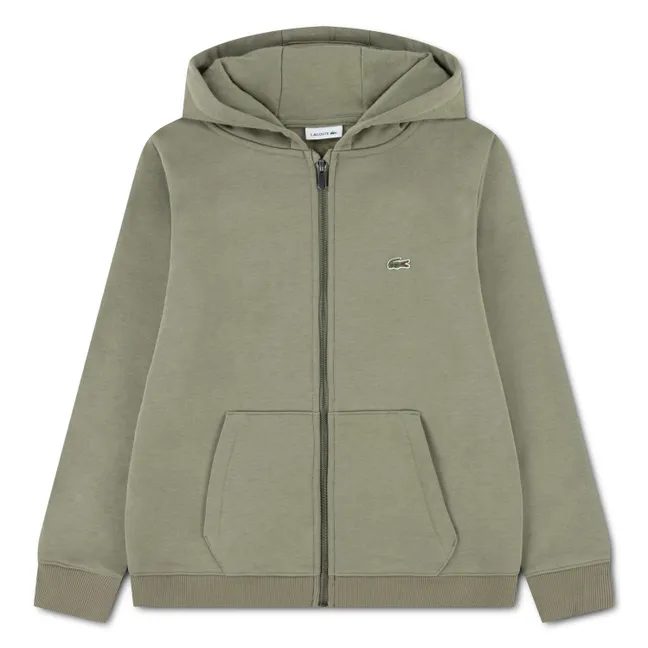 Sweat à Capuche Zippé Logo | Vert kaki