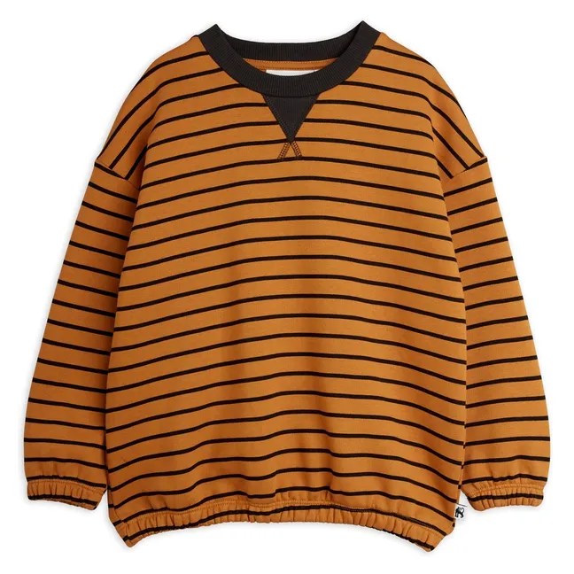 Sweat Rayé Coton Bio | Marron