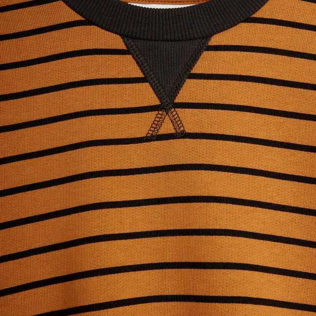 Sweat Rayé Coton Bio | Marron