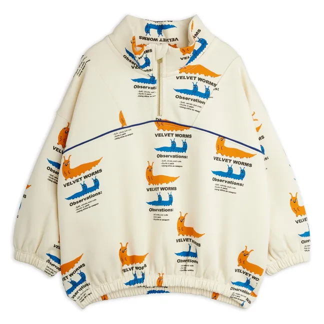 Sweat Zippé Limaces Coton Bio | Ecru