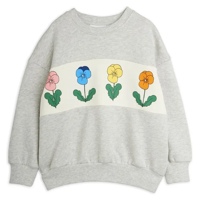 Sweat Fleurs Coton Bio | Gris chiné
