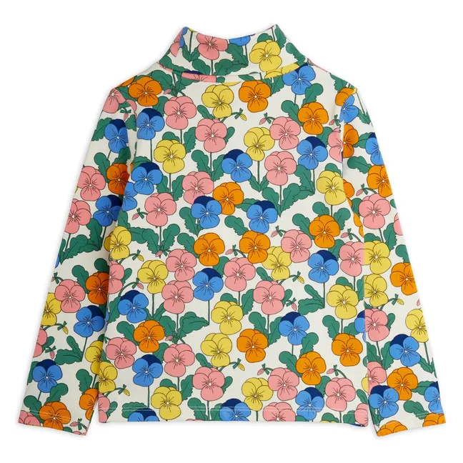 Organic cotton floral turtleneck | Ecru