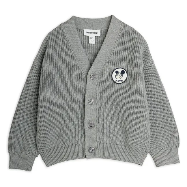 Cardigan Coton Bio | Gris chiné