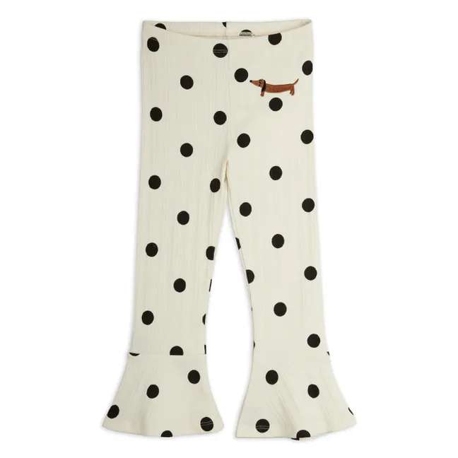 Pantalon Flare Pois Coton Bio | Ecru
