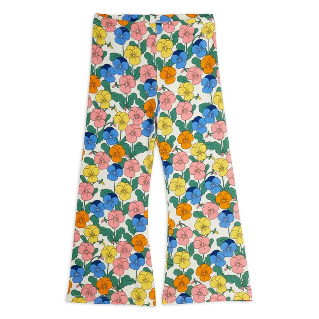 Pantalon Flare Fleuri Coton Bio | Ecru