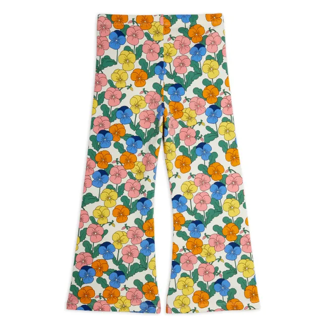 Pantalon Flare Fleuri Coton Bio | Ecru